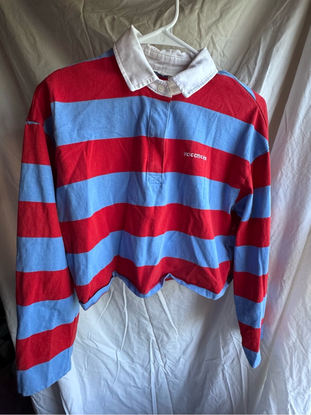 H&M Red and Light Blue Striped Long Sleeve Rugby Top